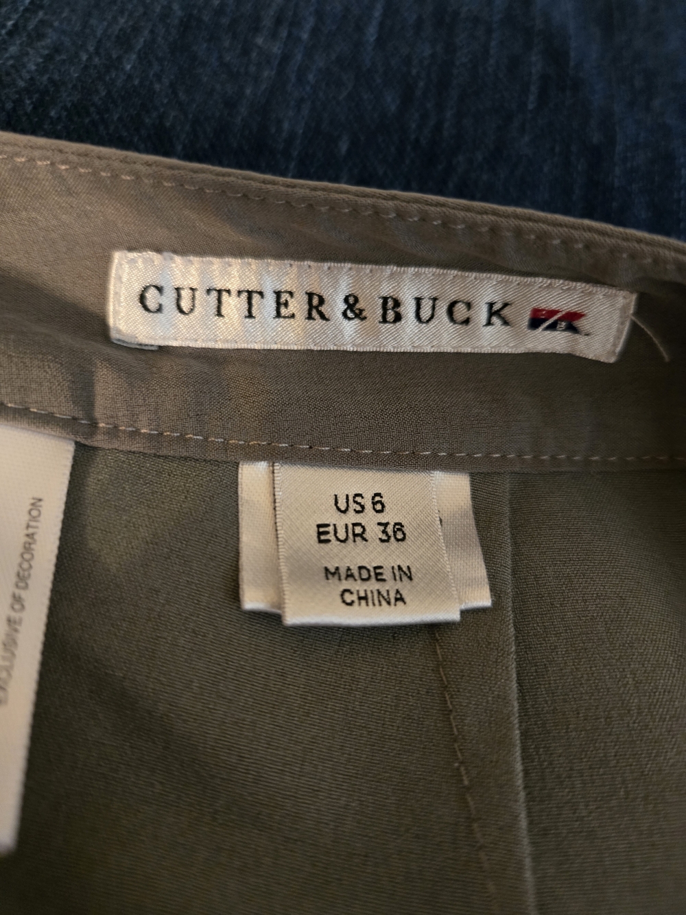 Cutter & Buck Olive Green Women's Skort Waistband